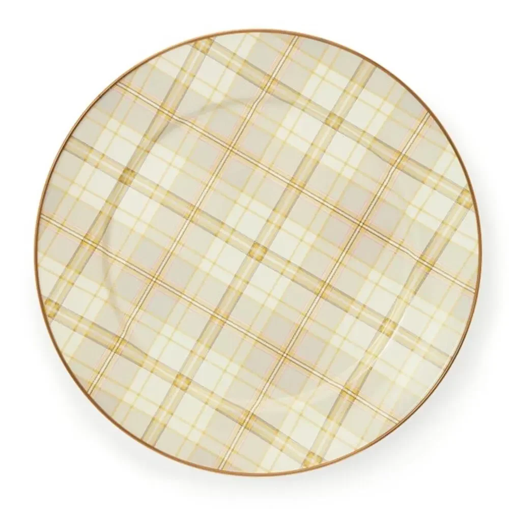 4pk MacKenzie-Childs Tartan Latte 12in Chargers NEW